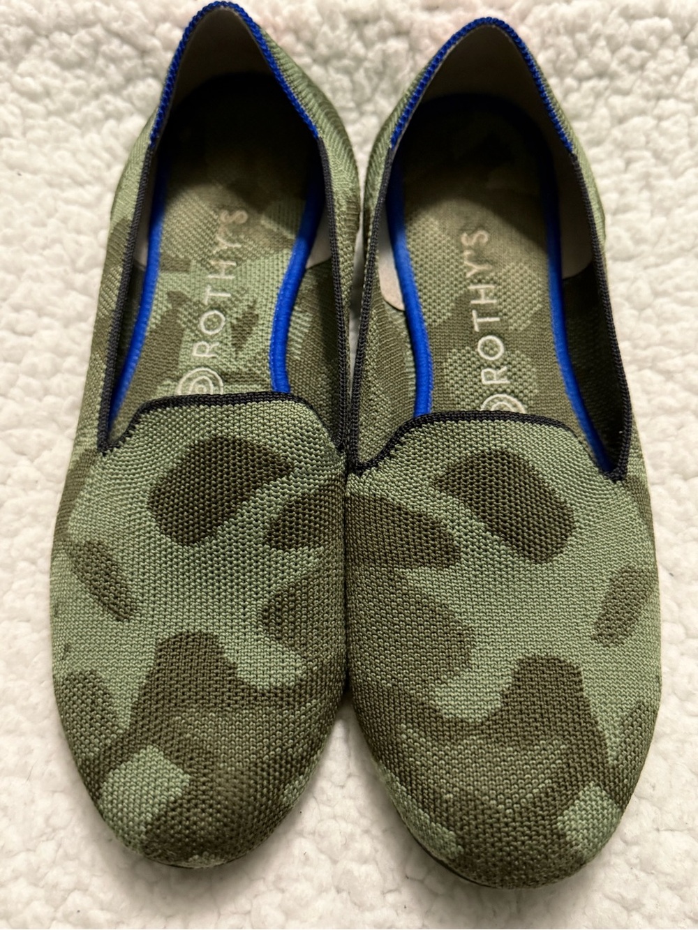 Rothy's The Loafer slip-on flats in an Olive Camo pattern Green US 9.5